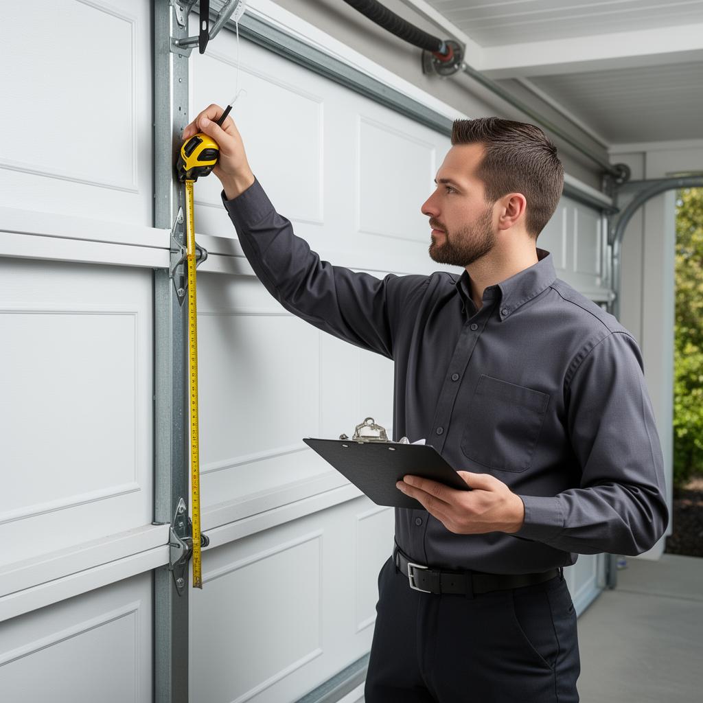 Garage door expert measuring for new installation